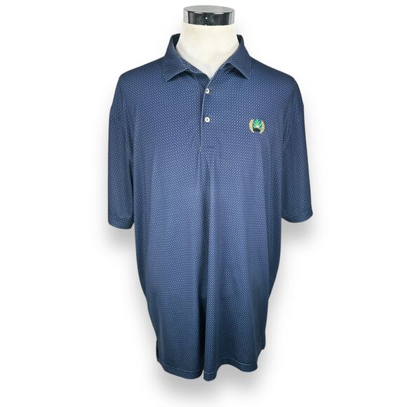 Peter Millar Summer Comfort Polo Shirt Mens 2XL XXL Blue Eagle Golf Geometric - Picture 1 of 12